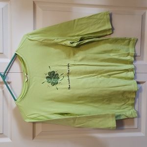 Christopher and Banks 3/4 Sleeve St Patrick's Shamrock Shirt Luck of the Irish